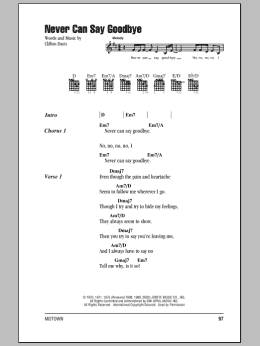 page one of Never Can Say Goodbye (Guitar Chords/Lyrics)