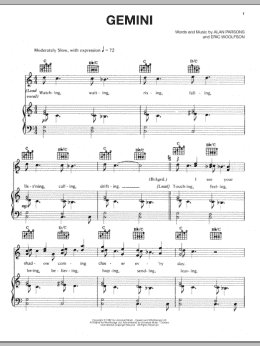 page one of Gemini (Piano, Vocal & Guitar Chords (Right-Hand Melody))
