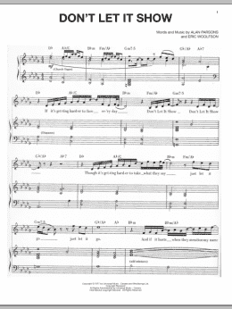 page one of Don't Let It Show (Piano, Vocal & Guitar Chords (Right-Hand Melody))