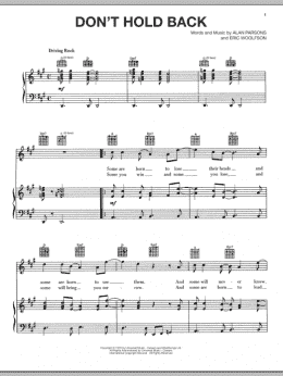 page one of Don't Hold Back (Piano, Vocal & Guitar Chords (Right-Hand Melody))