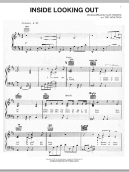 page one of Inside Looking Out (Piano, Vocal & Guitar Chords (Right-Hand Melody))