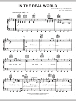page one of In The Real World (Piano, Vocal & Guitar Chords (Right-Hand Melody))