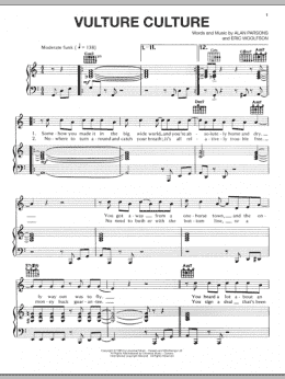 page one of Vulture Culture (Piano, Vocal & Guitar Chords (Right-Hand Melody))