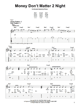 page one of Money Don't Matter 2 Night (Easy Guitar Tab)