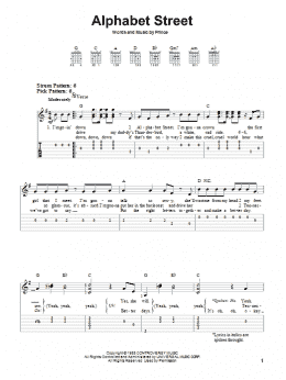page one of Alphabet Street (Easy Guitar Tab)