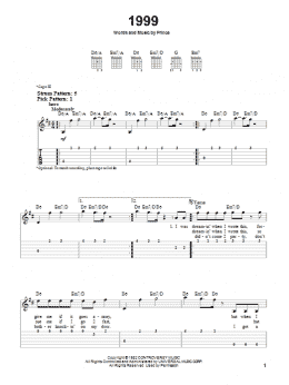 page one of 1999 (Easy Guitar Tab)