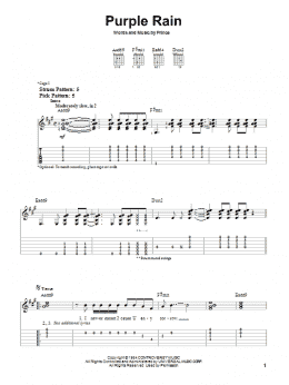 page one of Purple Rain (Easy Guitar Tab)