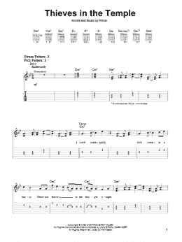 page one of Thieves In The Temple (Easy Guitar Tab)