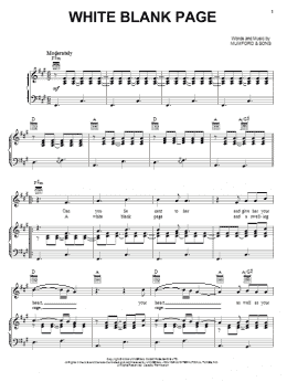 page one of White Blank Page (Piano, Vocal & Guitar Chords (Right-Hand Melody))