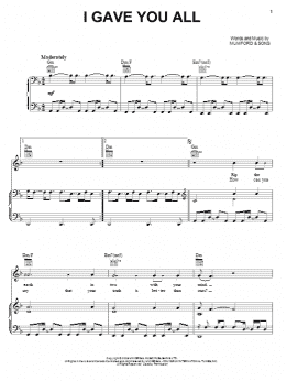 page one of I Gave You All (Piano, Vocal & Guitar Chords (Right-Hand Melody))