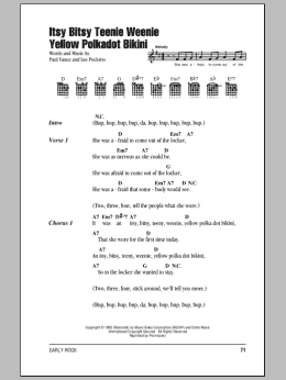 page one of Itsy Bitsy Teenie Weenie Yellow Polkadot Bikini (Guitar Chords/Lyrics)