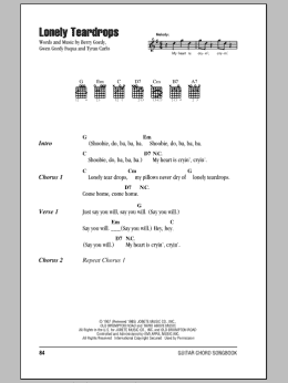 page one of Lonely Teardrops (Guitar Chords/Lyrics)