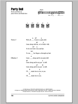 page one of Party Doll (Guitar Chords/Lyrics)