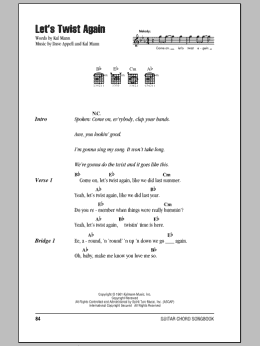 page one of Let's Twist Again (Guitar Chords/Lyrics)