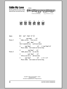 page one of Eddie My Love (Guitar Chords/Lyrics)