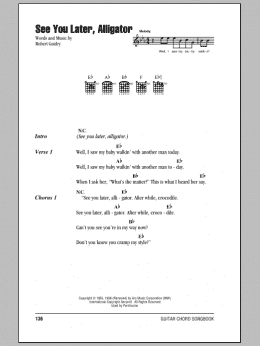page one of See You Later, Alligator (Guitar Chords/Lyrics)