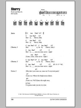 page one of Sherry (Guitar Chords/Lyrics)