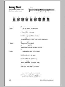 page one of Young Blood (Guitar Chords/Lyrics)