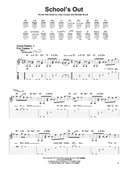 page one of School's Out (Easy Guitar Tab)