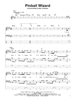 page one of Pinball Wizard (Bass Guitar Tab)