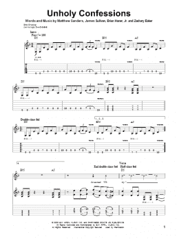 page one of Unholy Confessions (Guitar Tab (Single Guitar))