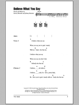 page one of Believe What You Say (Guitar Chords/Lyrics)