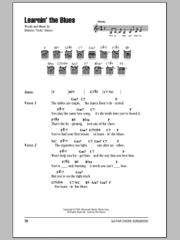 page one of Learnin' The Blues (Guitar Chords/Lyrics)