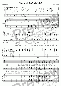 page one of "Sing with Joy! Alleluia!" (Easter) for SSATB Choir and Organ