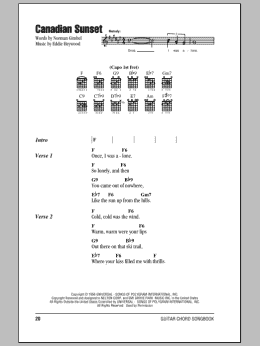 page one of Canadian Sunset (Guitar Chords/Lyrics)