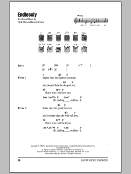 page one of Endlessly (Guitar Chords/Lyrics)