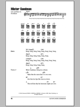 page one of Mister Sandman (Guitar Chords/Lyrics)
