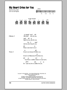 page one of My Heart Cries For You (Guitar Chords/Lyrics)