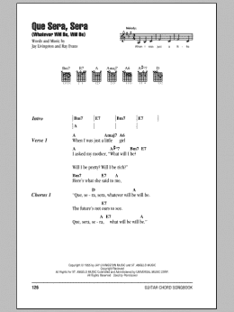 page one of Que Sera, Sera (Whatever Will Be, Will Be) (Guitar Chords/Lyrics)