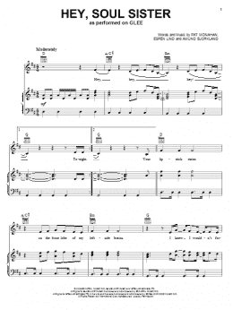 page one of Hey, Soul Sister (Piano, Vocal & Guitar Chords (Right-Hand Melody))