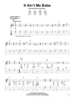 page one of It Ain't Me Babe (Easy Guitar Tab)