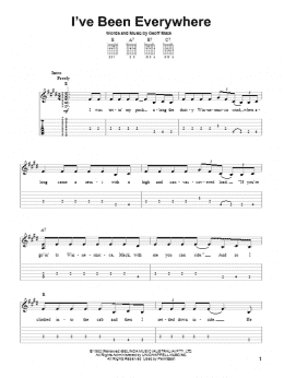 page one of I've Been Everywhere (Easy Guitar Tab)