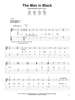 page one of The Man In Black (Easy Guitar Tab)
