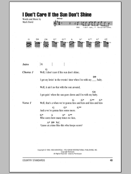 page one of I Don't Care If The Sun Don't Shine (Guitar Chords/Lyrics)