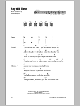 page one of Any Old Time (Guitar Chords/Lyrics)