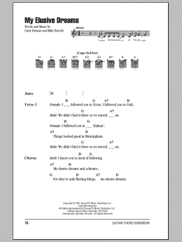 page one of My Elusive Dreams (Guitar Chords/Lyrics)