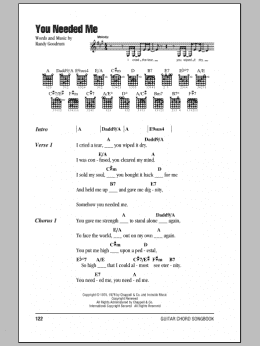 page one of You Needed Me (Guitar Chords/Lyrics)