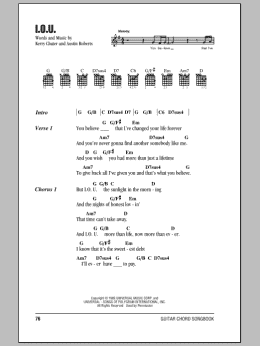 page one of I.O.U. (Guitar Chords/Lyrics)