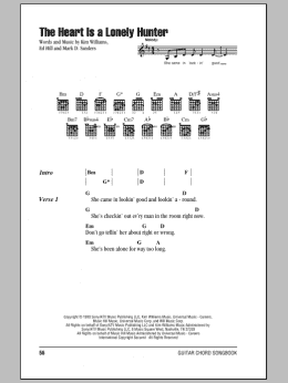 page one of The Heart Is A Lonely Hunter (Guitar Chords/Lyrics)