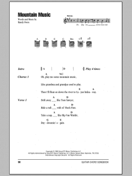 page one of Mountain Music (Guitar Chords/Lyrics)
