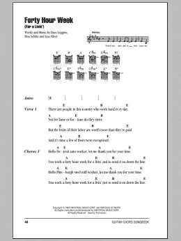 page one of Forty Hour Week (For A Livin') (Guitar Chords/Lyrics)