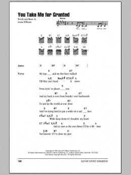 page one of You Take Me For Granted (Guitar Chords/Lyrics)