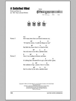 page one of A Satisfied Mind (Guitar Chords/Lyrics)