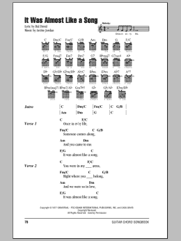 page one of It Was Almost Like A Song (Guitar Chords/Lyrics)