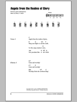page one of Angels From The Realms Of Glory (Ukulele Chords/Lyrics)