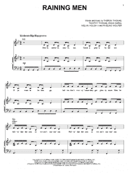 page one of Raining Men (Piano, Vocal & Guitar Chords (Right-Hand Melody))